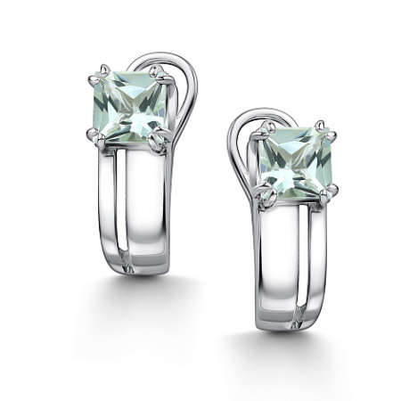 Серьги из серебра с празиолитом